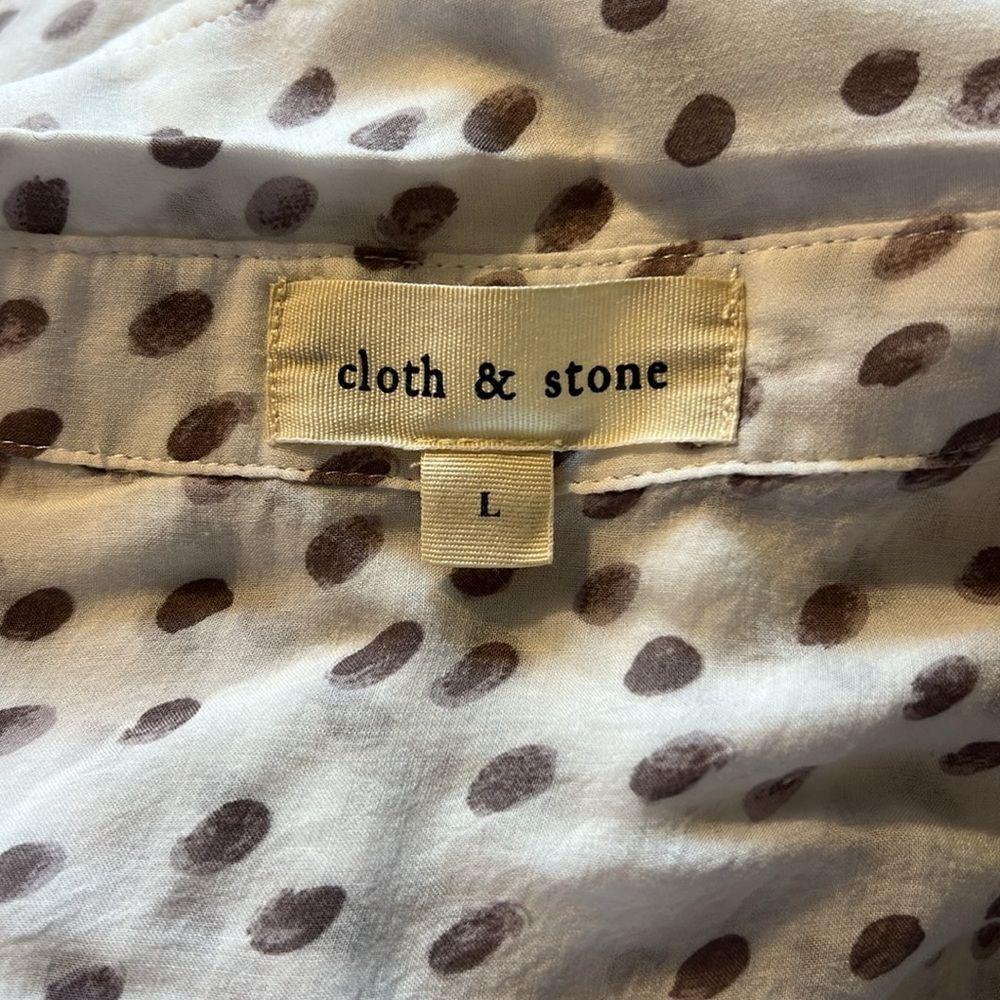 Anthropologie Cloth & Stone Semi Sheer Polka Dot Blouse Top Large - Picture 10 of 11